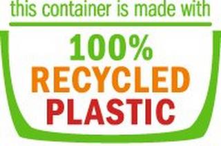 THIS CONTAINER IS MADE WITH 100% RECYCLED PLASTIC trademark