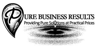 PURE BUSINESS RESULTS PROVIDING PURE SOLUTIONS AT PRACTICAL PRICES trademark