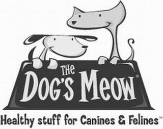 THE DOG'S MEOW HEALTHY STUFF FOR CANINES & FELINES trademark