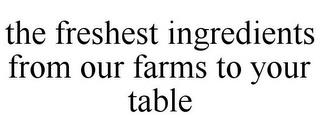 THE FRESHEST INGREDIENTS FROM OUR FARMS TO YOUR TABLE trademark