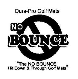 DURA-PRO GOLF MATS NO BOUNCE "THE NO BOUNCE HIT DOWN & THROUGH GOLF MATS" trademark