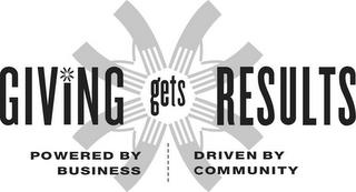 GIVING GETS RESULTS POWERED BY BUSINESS DRIVEN BY COMMUNITY trademark