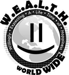 W.E.A.L.T.H. WILLINGLY EXPECTING A LIFETIME OF HAPPINESS WORLDWIDE trademark