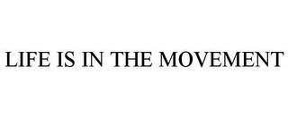 LIFE IS IN THE MOVEMENT trademark