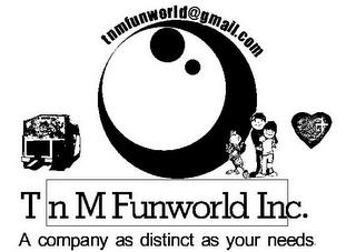 T N M FUNWORLD INC. A COMPANY AS DISTINCT AS YOUR NEEDS. TNMFUNWORLD@GMAIL.COM trademark