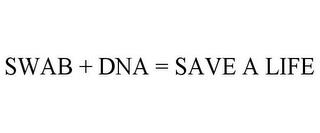 SWAB + DNA = SAVE A LIFE trademark