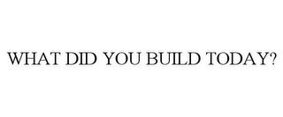 WHAT DID YOU BUILD TODAY? trademark