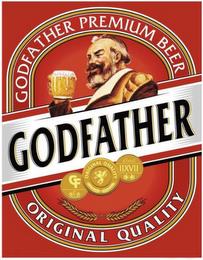 GODFATHER GODFATHER PREMIUM BEER ORIGINAL QUALITY CF ORIGINAL QUALITY ESTD. IIXVII trademark