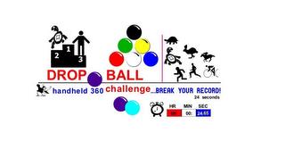 2 1 3 DROP BALL HANDHELD 360 CHALLENGE ...BREAK YOUR RECORD! 24 SECONDS HR MIN SEC 00: 00: 24.65 trademark