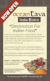 NOW OPEN OCEAN TAVA INDIA BISTRO DESTINATION FOR INDIAN FOOD trademark