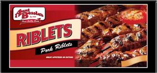 AUNT BESSIE'S EST. 1958 FINEST QUALITY MEATS RIBLETS PORK RIBLETS GREAT APPETIZER OR ENTREE! trademark