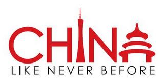 CHINA LIKE NEVER BEFORE trademark