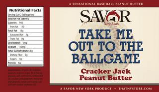 A SENSATIONAL BASE BALL PEANUT BUTTER SAVOR NEW YORK TAKE ME OUT TO THE BALLGAME CRACKER JACK PEANUT BUTTER A SAVOR NEW YORK PRODUCT THATNYSTORE.COM trademark