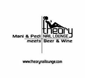 THEORY NAIL LOUNGE MANI & PEDI MEETS BEER & WINE WWW.THEORYNAILLOUNGE.COM trademark