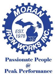 MORAN IRON WORKS INC. PASSIONATE PEOPLE @ PEAK PERFORMANCE trademark