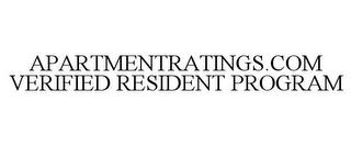 APARTMENTRATINGS.COM VERIFIED RESIDENT PROGRAM trademark