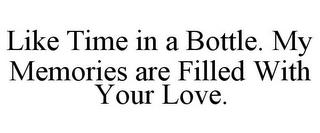 LIKE TIME IN A BOTTLE. MY MEMORIES ARE FILLED WITH YOUR LOVE. trademark