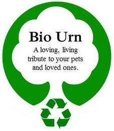 BIO URN A LOVING, LIVING TRIBUTE TO YOUR PETS AND LOVED ONES. trademark