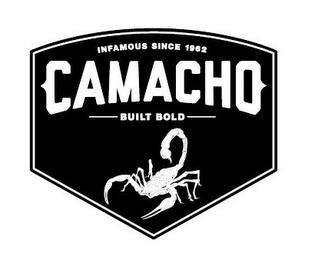 INFAMOUS SINCE 1962 CAMACHO BUILT BOLD trademark