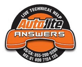 AUTOLITE ANSWERS LIVE TECHNICAL HELP US/CA: 855-200-5200 MX: 01 800 7154 135 trademark