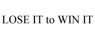 LOSE IT TO WIN IT trademark