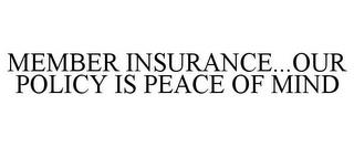 MEMBER INSURANCE...OUR POLICY IS PEACE OF MIND trademark