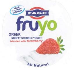 FAGE #1 YOGURT IN GREECE FAGE FRUYO GREEK NONFAT STRAINED YOGURT BLENDED WITH STRAWBERRY ALL NATURAL trademark