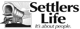 SETTLERS LIFE IT'S ABOUT PEOPLE. trademark