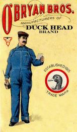 O'BRYAN BROS. MANUFACTURERS OF DUCK HEAD ESTABLISHED 1865 TRADE MARK trademark