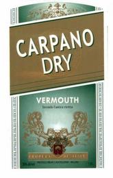 CARPANO DRY VERMOUTH SECONDO I'ANTICA RICETTA PRODUCT OF ITALY trademark