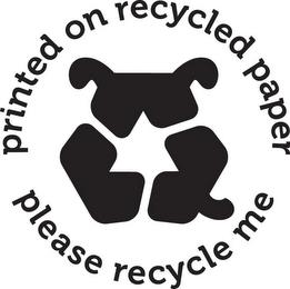 PRINTED ON RECYCLED PAPER PLEASE RECYCLE ME trademark