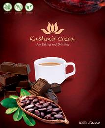 KASHMIR COCOA FOR BAKING AND DRINKING 100% CACAI GKYTEB FREE SYGAR FREE VEGETARUAB trademark