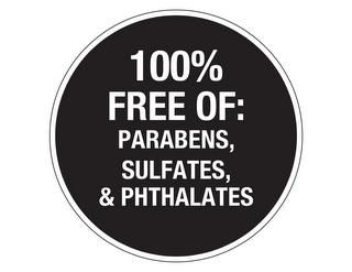 100% FREE OF: PARABENS, SULFATES, & PHTHALATES trademark