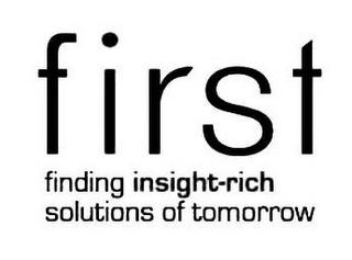 FIRST FINDING INSIGHT-RICH SOLUTIONS OF TOMORROW trademark