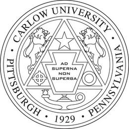 CARLOW UNIVERSITY PITTSBURGH · 1929 · PENNSYLVANIA AD SUPERNA NON SUPERBA trademark