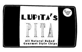 LUPITA'S PITA ALL NATURAL BAKED GOURMET STYLE CHIPS 0 GRAMS TRANS FAT trademark