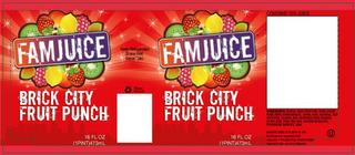 FAMJUICE KEEP REFRIGERATED. SHAKE WELL. SERVE COLD. BRICK CITY FRUIT PUNCH trademark