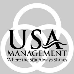 USA MANAGEMENT WHERE THE SON ALWAYS SHINES trademark