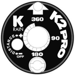 K RAIN K2 PRO DISTANCE + - 360 180 90 trademark