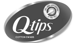 Q-TIPS COTTON SWABS THE MOST SOFT COTTON AT THE TIP trademark