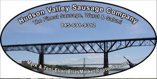 HUDSON VALLEY SAUSAGE COMPANY THE FINEST SAUSAGE, WURST & SALUMI 845-691-9312 MARK & TONI ELIA ELIASMARKET@OPTONLINE.NET trademark