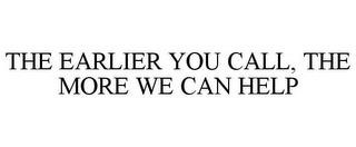 THE EARLIER YOU CALL, THE MORE WE CAN HELP trademark