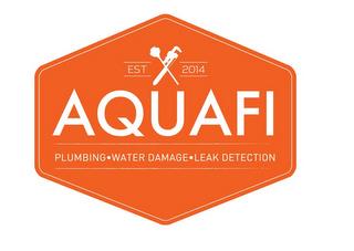 AQUAFI EST 2014 PLUMBING · WATER DAMAGE · LEAK DETECTION trademark