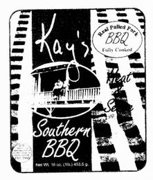 KAY'S REAL PULLED PORK BBQ FULLY COOKED HEAT & trademark