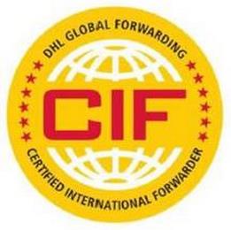 CIF DHL GLOBAL FORWARDING CERTIFIED INTERNATIONAL FORWARDER trademark