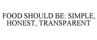 FOOD SHOULD BE: SIMPLE, HONEST, TRANSPARENT trademark