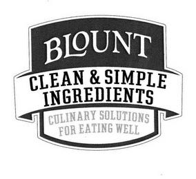 BLOUNT CLEAN & SIMPLE INGREDIENTS CULINARY SOLUTIONS FOR EATING WELL trademark