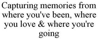 CAPTURING MEMORIES FROM WHERE YOU'VE BEEN, WHERE YOU LOVE & WHERE YOU'RE GOING trademark