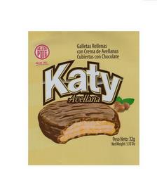 GALLETAS PUIG DESDE 1911 GALLETAS RELLENAS CON CREMA DE AVELLANAS CUBIERTAS CON CHOCOLATE KATY AVELLANA PESO NETO 32G NET WEIGHT 1,13 OZ trademark