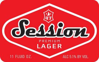 SESSION PREMIUM LAGER FS 47 11 FLUID OZ. ALC 5.1% BY VOL. trademark